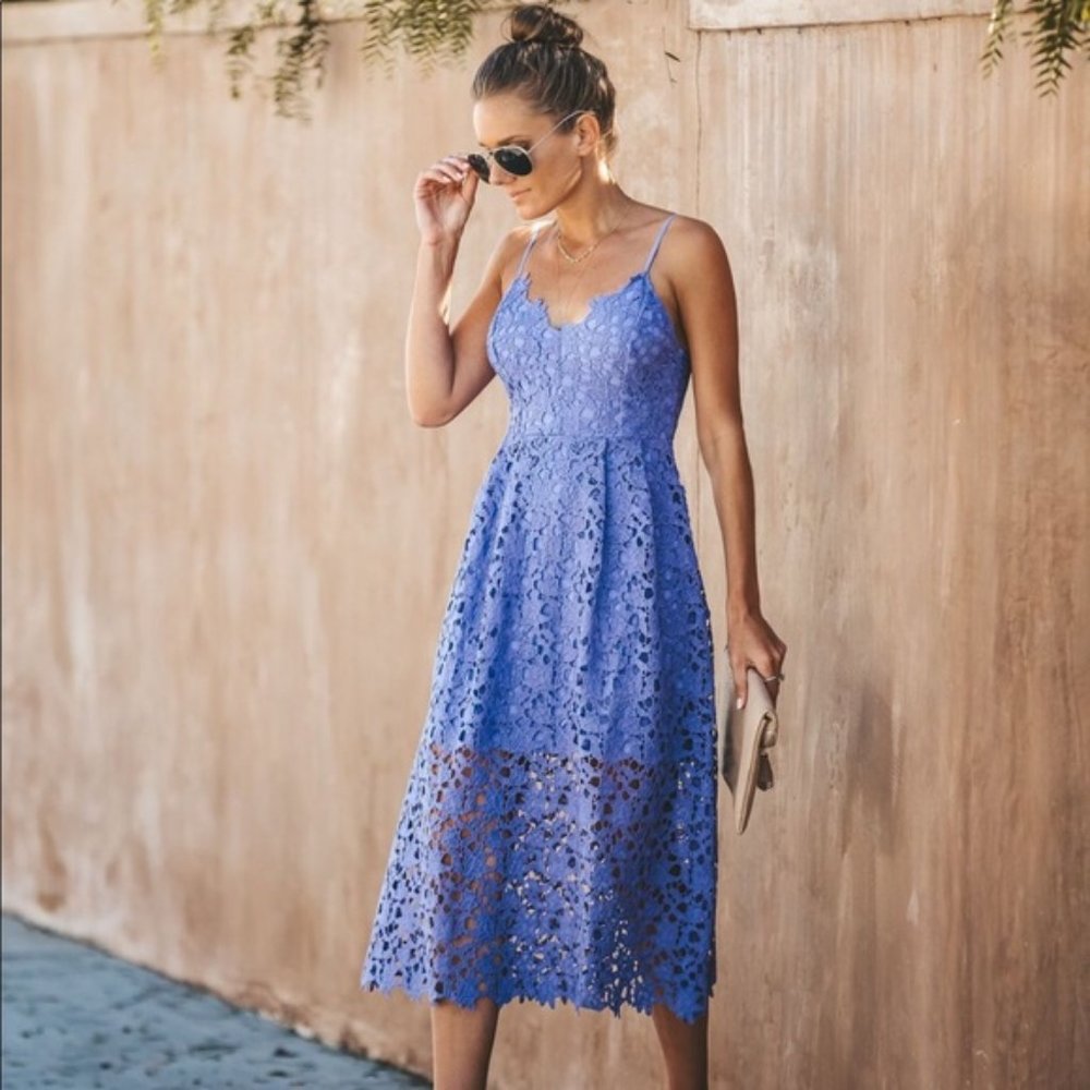 Astr The Label Lace Midi Dress in Purple Orchid